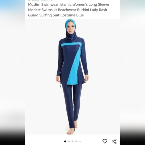 Women's Long Sleeve Modest Swimwear in Blue - Picture 1 of 1